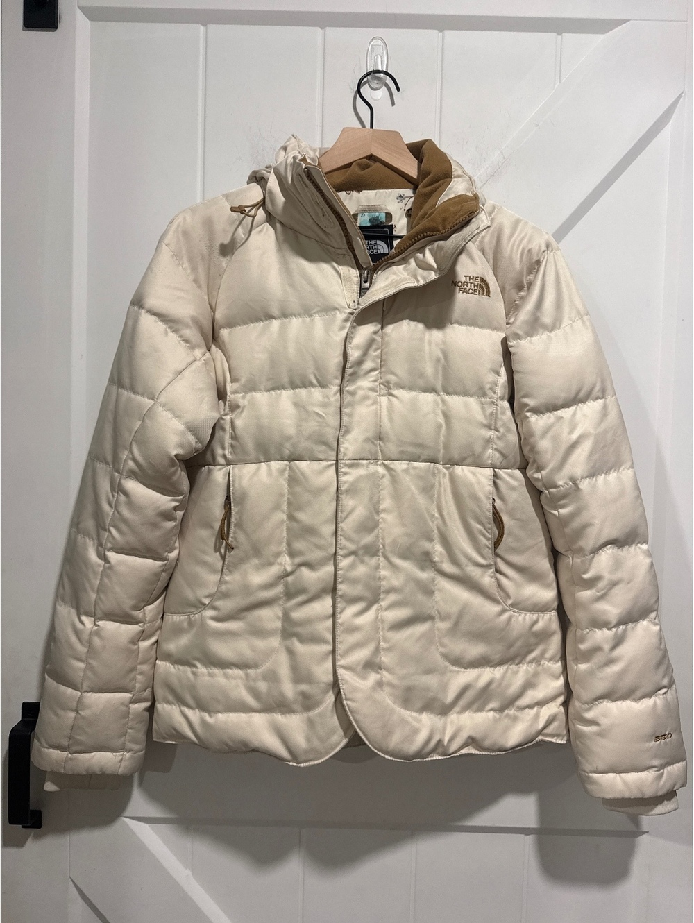 The North Face Women's 550 Goose Down Puffer Jacket Cream Size S/P